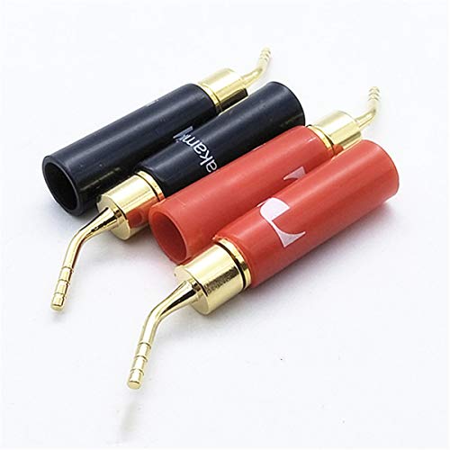 HKSMAN - Conector banana con tapón de goma suave, chapado en cobre puro, 2 mm, para uso en sonido, resistente a la corrosión (4 unidades, 2 color negro y 2 rojo)