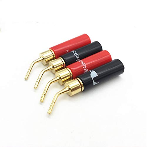 HKSMAN - Conector banana con tapón de goma suave, chapado en cobre puro, 2 mm, para uso en sonido, resistente a la corrosión (4 unidades, 2 color negro y 2 rojo)