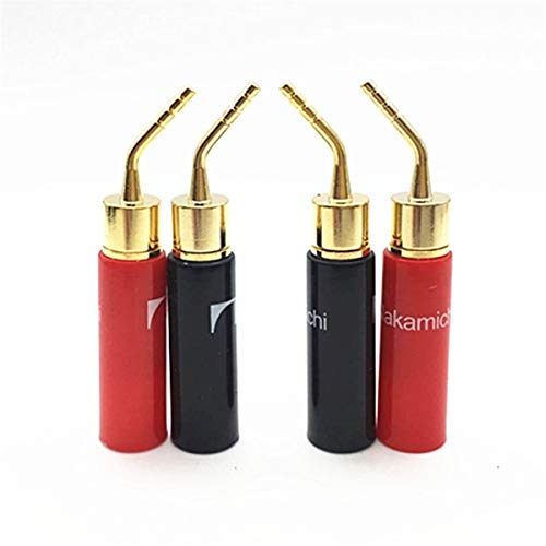 HKSMAN - Conector banana con tapón de goma suave, chapado en cobre puro, 2 mm, para uso en sonido, resistente a la corrosión (4 unidades, 2 color negro y 2 rojo)