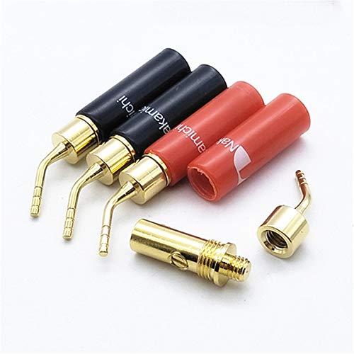 HKSMAN - Conector banana con tapón de goma suave, chapado en cobre puro, 2 mm, para uso en sonido, resistente a la corrosión (4 unidades, 2 color negro y 2 rojo)