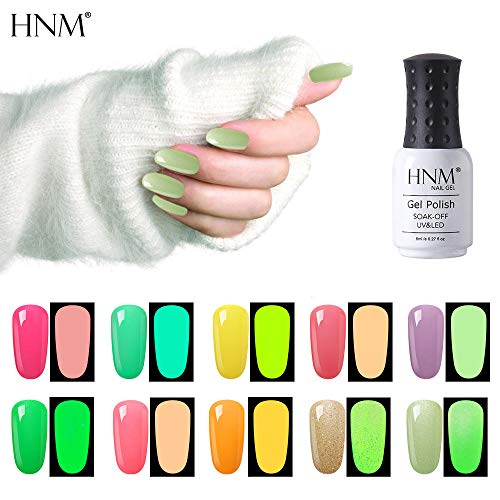 HNM Esmaltes Semipermanentes de Uñas en Gel UV LED, Esmaltes de Uñas Fluorescente para Manicura YG6713
