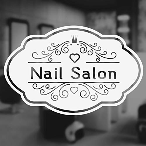 HNXDP Nail Salon Window Decal Vinyl Wall Sticker Art Decoration Beauty Hair Salon Sign Custom Shop Name Mural extraíble 3W10 57x37cm