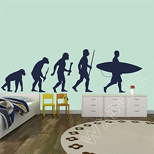 HNXDP Surfing Evolution Ape To Surfer Tabla de surf Pegatinas de pared Arte de vinilo Decoración para el hogar Cuarto de niños Calcomanías de alta calidad Rosa brillante 58 x 190 cm
