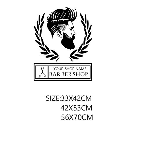 HNXDP Venta caliente Peluquería Pegatinas Para Peluquería Vinilo Etiqueta de La Pared Papel Tapiz Peluquería pegatinas Tatuajes de Pared Barbeiro 42cmX53cm