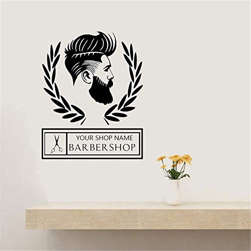 HNXDP Venta caliente Peluquería Pegatinas Para Peluquería Vinilo Etiqueta de La Pared Papel Tapiz Peluquería pegatinas Tatuajes de Pared Barbeiro 42cmX53cm