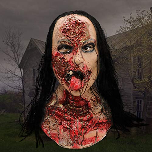 HOCOL Máscara de Halloween, Peluca Máscara Fantasma Femenina Máscara sangrienta de Cara Rota, para Disfraces Novedades de Fiesta Mascarada Accesorios de Halloween Cosplay-UNA