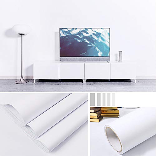 Hode Vinilo Autoadhesivo Mate para Muebles de Cocina, Dormitorio, 3 m, Vinilo, Blanco, Papel Pintado Pared Adhesivo para Pared,Puerta,Muebles