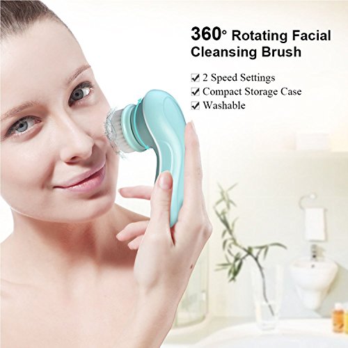 Hofoo Limpiador Facial Cepillo, fitnate 3 en 1 Impermeable masajeador Facial Exfoliante Cepillo de Cara y Cuerpo con Adaptador y Base, Adecuado para la Piel diversas Mujeres y Hombres