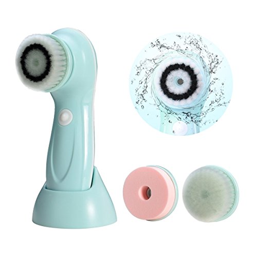 Hofoo Limpiador Facial Cepillo, fitnate 3 en 1 Impermeable masajeador Facial Exfoliante Cepillo de Cara y Cuerpo con Adaptador y Base, Adecuado para la Piel diversas Mujeres y Hombres