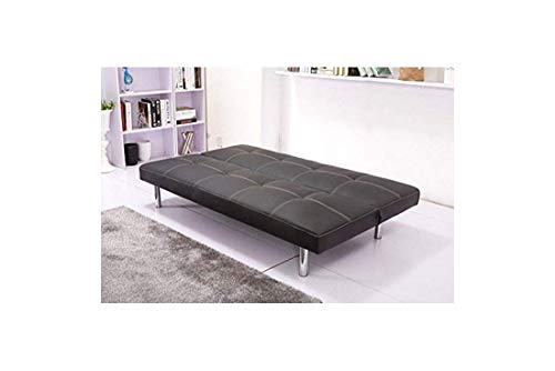 HOGAR 24 Sofá Cama Clic clac Tapizado En Piel Ecológica, Color Negro Simply