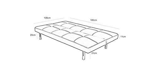 HOGAR 24 Sofá Cama Clic clac Tapizado En Piel Ecológica, Color Negro Simply