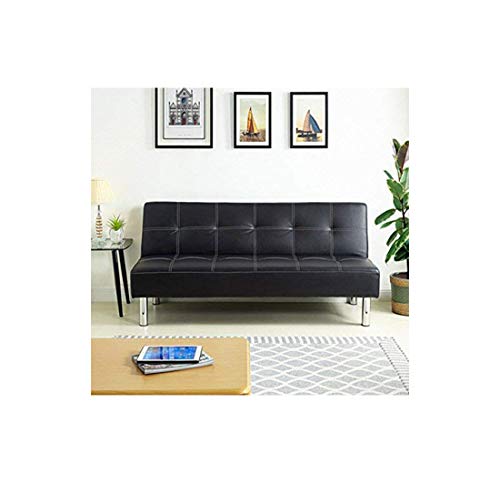 HOGAR 24 Sofá Cama Clic clac Tapizado En Piel Ecológica, Color Negro Simply