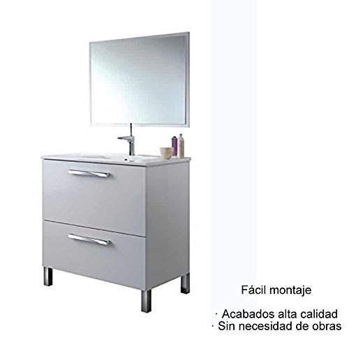 Hogar Decora Mueble de Baño, Espejo Y CERÁMICA Incluido (Puerta Abatible y Cajón)