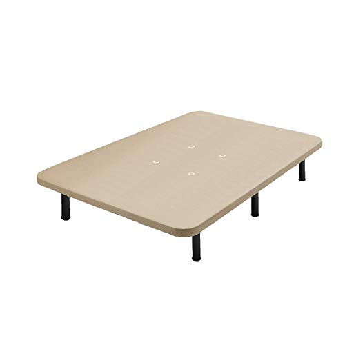 HOGAR24 ES Base tapizada 150 x 190 Reforzada con 7 Patas metálicas Alto 32 cm, tapizado 3D Color Beige + 4 válvulas de transpiración.