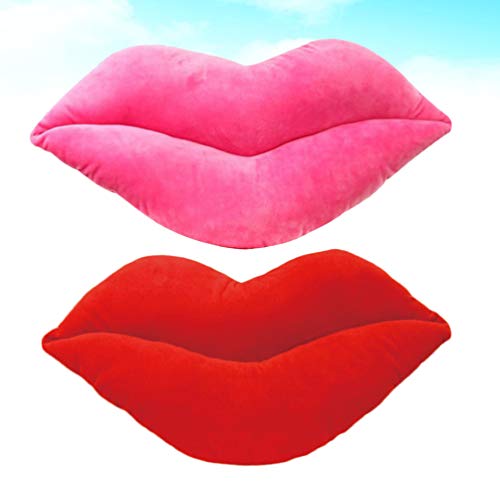 Holibanna 2pcs 3D Almohadillas de Labios cojín de Terciopelo decoración para el hogar para la Cama Sala de Estar