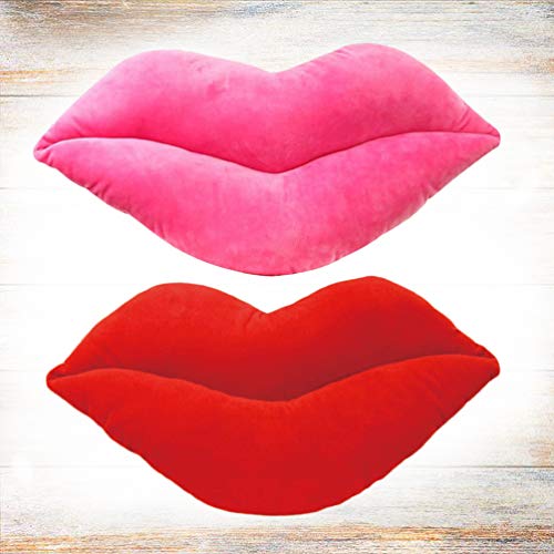 Holibanna 2pcs 3D Almohadillas de Labios cojín de Terciopelo decoración para el hogar para la Cama Sala de Estar