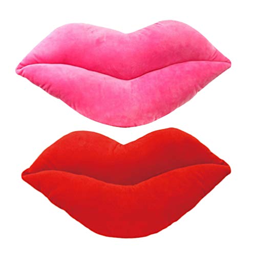 Holibanna 2pcs 3D Almohadillas de Labios cojín de Terciopelo decoración para el hogar para la Cama Sala de Estar