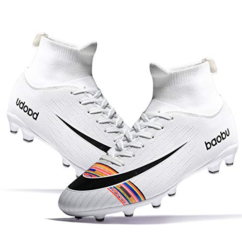 Holystep Scarpe da Calcio Uomo Professionale Sportivo Sneakers Baobu High Top TPU Breathable Soccer Shoes,Wear-Resistant Rubber Sole (5.5,B)