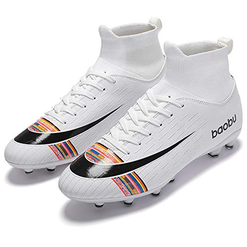 Holystep Scarpe da Calcio Uomo Professionale Sportivo Sneakers Baobu High Top TPU Breathable Soccer Shoes,Wear-Resistant Rubber Sole (5.5,B)