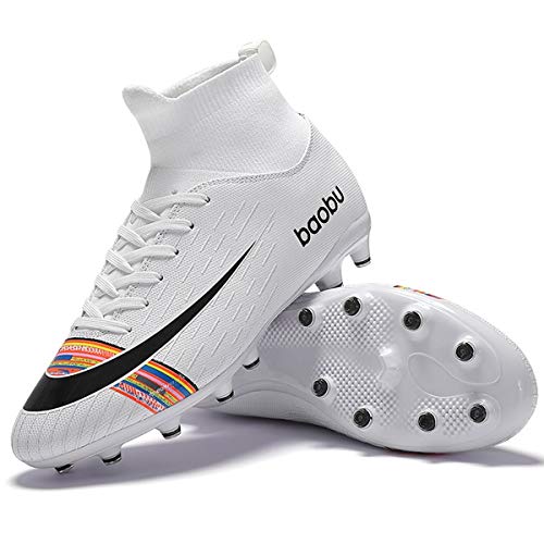Holystep Scarpe da Calcio Uomo Professionale Sportivo Sneakers Baobu High Top TPU Breathable Soccer Shoes,Wear-Resistant Rubber Sole (5.5,B)