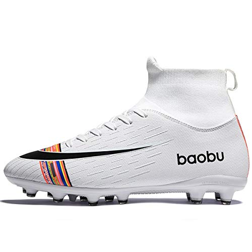 Holystep Scarpe da Calcio Uomo Professionale Sportivo Sneakers Baobu High Top TPU Breathable Soccer Shoes,Wear-Resistant Rubber Sole (5.5,B)