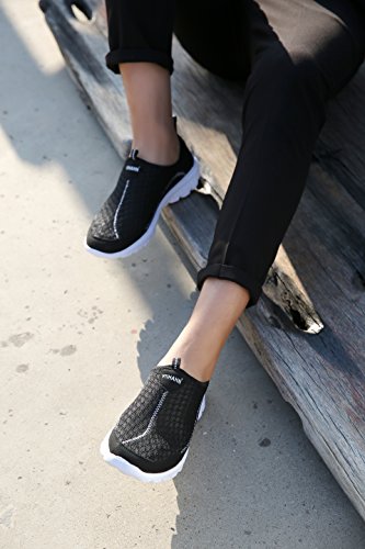 Hombre Zapatos Casuales Amortiguadores Zapatilla Deportiva Ligero Caminar Gimnasio Corriendo Malla Ligero Deporte Entrenadores(43 EU,8.5 UK,Negro)