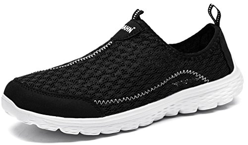 Hombre Zapatos Casuales Amortiguadores Zapatilla Deportiva Ligero Caminar Gimnasio Corriendo Malla Ligero Deporte Entrenadores(43 EU,8.5 UK,Negro)