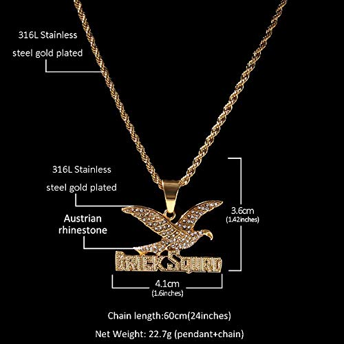 Hombres Collar, Punk Hip Hop Personalidad Calle De Alta Calidad, Acero Inoxidable Mosaico Circón Águila, Dia De San Valentin Navidad Festival Regalo
