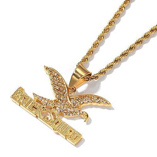 Hombres Collar, Punk Hip Hop Personalidad Calle De Alta Calidad, Acero Inoxidable Mosaico Circón Águila, Dia De San Valentin Navidad Festival Regalo
