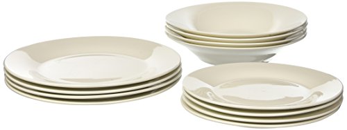 HOME ala Servicio Platos Vajilla 12 Piezas, Porcelana, Blanco