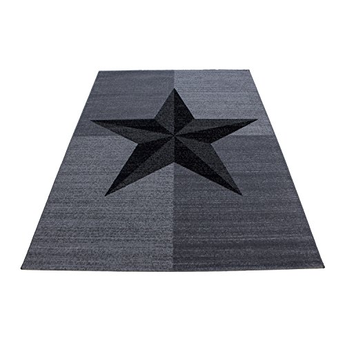 HomebyHome Alfombra Moderna Forrada de Estrellas Negro Gris Moteado Blanco Sala de Estar Habitación Juvenil Guardería, tamaño:80x150 cm
