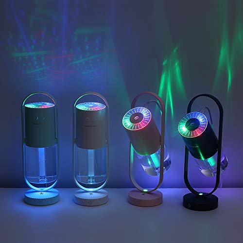 Homeet Mini Humidificador, Humidificador Portátil 200ml Humidificadores de Niebla USB Humidificador Ultrasónico Aire de Vapor Silencioso Rotación de 360° con LED de 7 Colores para Coche Mesa,【DC 5V】