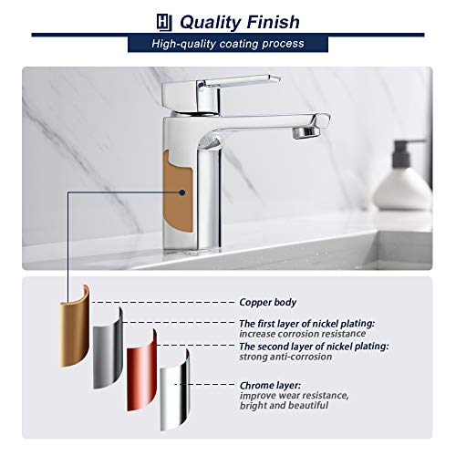Homelody Grifo de Lavabo sobre Encimera para Baño Agua Fría y Caliente con Aireador ABS Grifo de Latón Monomando Cromado Plateado
