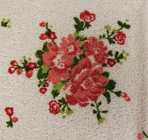 HOMESCAPES Toalla de Manos con Estampado Floral portugués en Color Crema