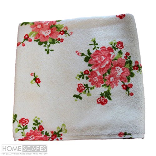 HOMESCAPES Toalla de Manos con Estampado Floral portugués en Color Crema