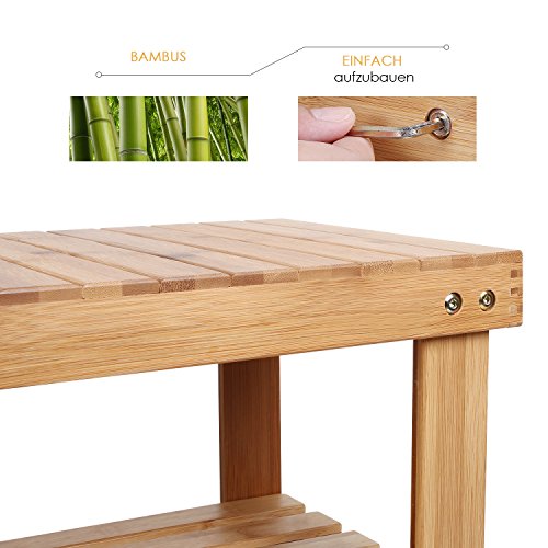 Homfa Banco Zapatero Bambú Estantería para Zapatos con 3 estantes para Entrada Salón Dormitorio Baño 70x28x45cm