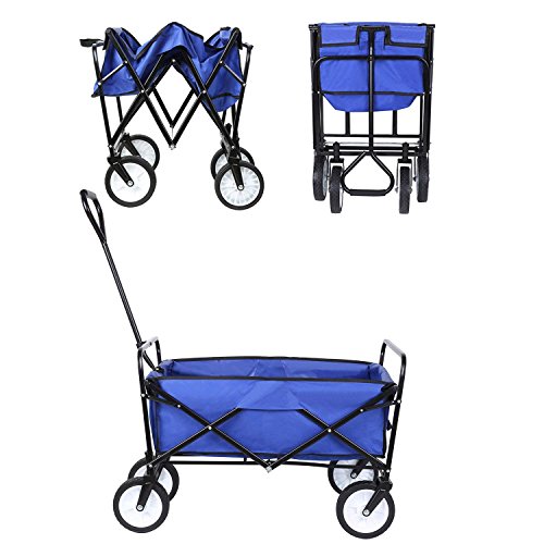 HOMFA Carro Plegable de Mano Carro transporte para jardín Carro para playa Carga 80kg (Azul)