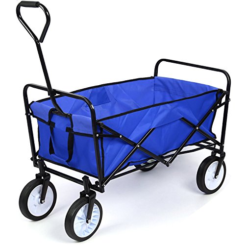 HOMFA Carro Plegable de Mano Carro transporte para jardín Carro para playa Carga 80kg (Azul)