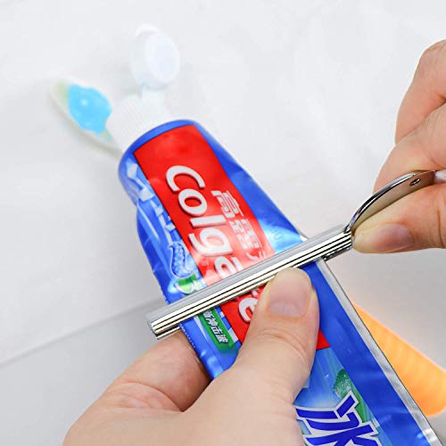Homgaty - Exprimidor de tubos de metal para pasta de dientes, 5 unidades, cremas y pintura, etc., con forma de U (con 5 hebillas para colgarlo fácilmente)