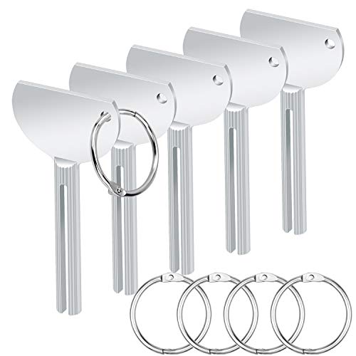 Homgaty - Exprimidor de tubos de metal para pasta de dientes, 5 unidades, cremas y pintura, etc., con forma de U (con 5 hebillas para colgarlo fácilmente)