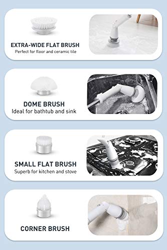 Homitt Cepillo de Limpieza eléctrico Spin Scrubber, Cepillo eléctrico inalámbrico para Juntas, 57-106cm