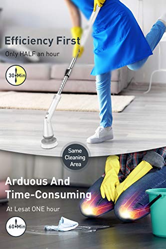 Homitt Cepillo de Limpieza eléctrico Spin Scrubber, Cepillo eléctrico inalámbrico para Juntas, 57-106cm