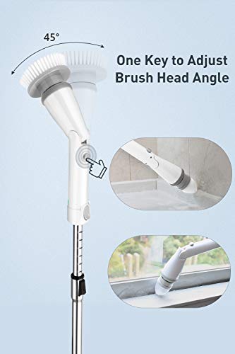 Homitt Cepillo de Limpieza eléctrico Spin Scrubber, Cepillo eléctrico inalámbrico para Juntas, 57-106cm