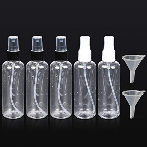 HOMVAN Atomizador recargable transparente 100 ml Botellas de plástico con atomizador Bombas vacías de plástico transparente para aceites esenciales Viajes Perfumes