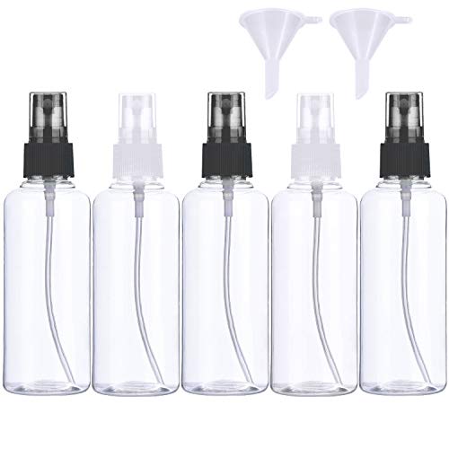 HOMVAN Atomizador recargable transparente 100 ml Botellas de plástico con atomizador Bombas vacías de plástico transparente para aceites esenciales Viajes Perfumes