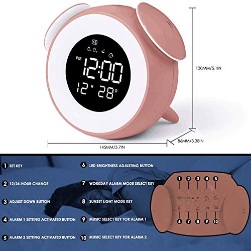 HOMVILLA Reloj Despertador Niña, Despertadores Digital Infantil para Alarmas Dobles, Relojes Infantiles, Despertadores Alarma Mesilla de Noche con Función de Control Táctil de Repetición 25 Sonidos