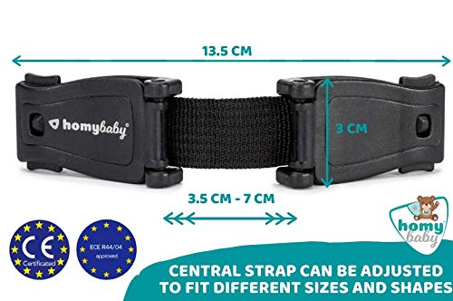 HOMYBABY Seguridad Bebes | Hebilla para Cinturon de Seguridad | Evita que el Niño Saque los Brazos del Arnés | Protector Arnes Bebe para Silla de Coche | Cierre Seguridad Bebe (Single)