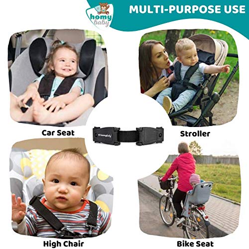 HOMYBABY Seguridad Bebes | Hebilla para Cinturon de Seguridad | Evita que el Niño Saque los Brazos del Arnés | Protector Arnes Bebe para Silla de Coche | Cierre Seguridad Bebe (Single)