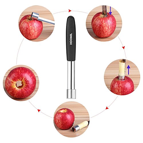 HOOMIL Descorazonador de Manzanas, Acero Inoxidable Corer De Manzana y Pera para Hogar Cocina - 2 Piezas