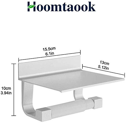Hoomtaook Portarrollos para Papel Higiénico Portarrollos Baño Adhesivo Portarrollo para Papel Higiénico, Autoadhesivo, Aluminio, Acabado Mate Plata 2 Piezas